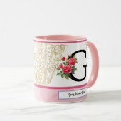 Florale Letter G Mok – Aangepaste Naam Monogram Be (Voorkant rechts)