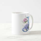 Florale Letter J Hydrangea Bloem Persoonlijke Mok (Voorkant rechts)