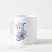 Florale Letter J Hydrangea Bloem Persoonlijke Mok (Voorkant links)