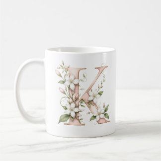 Florale Letter K Jasmin Bloem Persoonlijke Mok