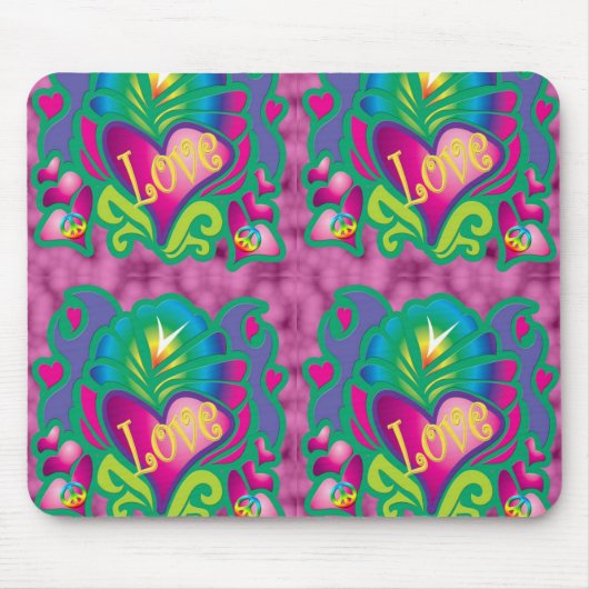 Florale liefde 70's muismat (Voorkant)