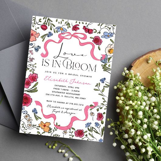 Florale Liefde in Bloei Bruidsbruiloft Kaart