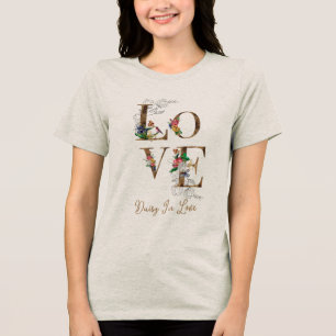 Florale Liefde Madelief in Liefde Romantisch Vinta Tri-Blend Shirt