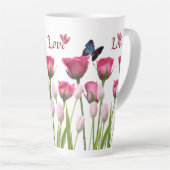 Florale Liefde & Vlinder Grote Latte Mok (Rechterhoek)