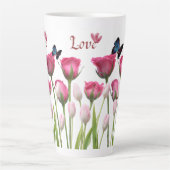 Florale Liefde & Vlinder Grote Latte Mok (Voorkant)