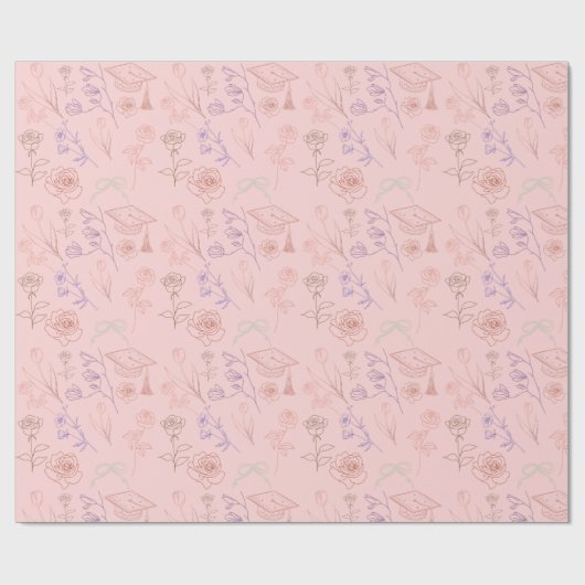 Florale Lijnkunst Afstudeercadeau Cadeaupapier (Vlak)