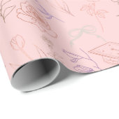 Florale Lijnkunst Afstudeercadeau Cadeaupapier (Rol Hoek)
