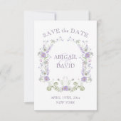 Florale Lila Boog Frame Trouwkaart Save The Date (Voorkant)