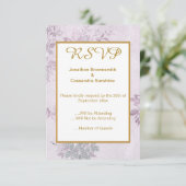 FLORALE LILAC PAARSE ANTIEKE TROUWBRIEF RESPONSE R KAART (Staand voorkant)