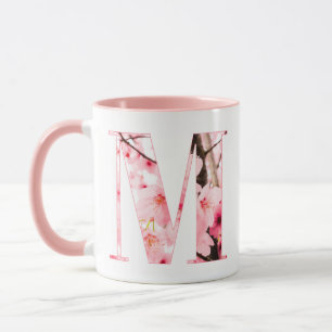 Florale M Beginbeker   Gepersonaliseerde Naam & Ei Mok