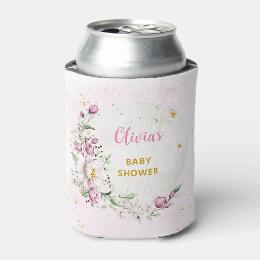 Florale Maan Baby Shower Blikjeskoeler (Blikje Voorkant)