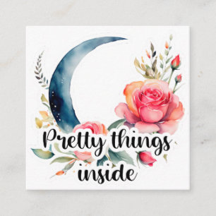 Florale Maan Mooie Dingen Binnen Kleine Zakelijke Informatiekaartje