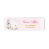 Florale Maan Roze Adres Etiket (Voorkant)