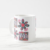 florale mama mok, leuke moeder mok, roze bloem mok (Voorkant links)