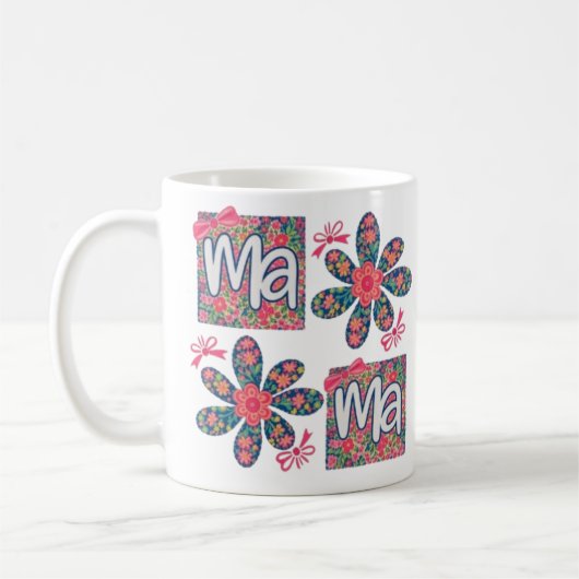 florale mama mok, leuke moeder mok, roze bloem mok (Links)