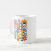 florale mama mok, leuke moeder mok, roze bloem mok (Voorkant links)