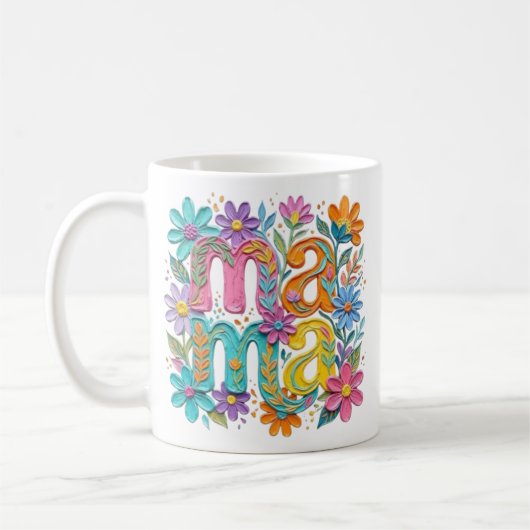florale mama mok, leuke moeder mok, roze bloem mok (Links)