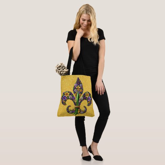 Florale Mardi Gras fleur de lis Tote Bag (Op model)