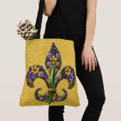 Florale Mardi Gras fleur de lis Tote Bag (Dichtbij)