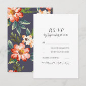 florale  marinebruiloft rsvp (Voorkant / Achterkant)