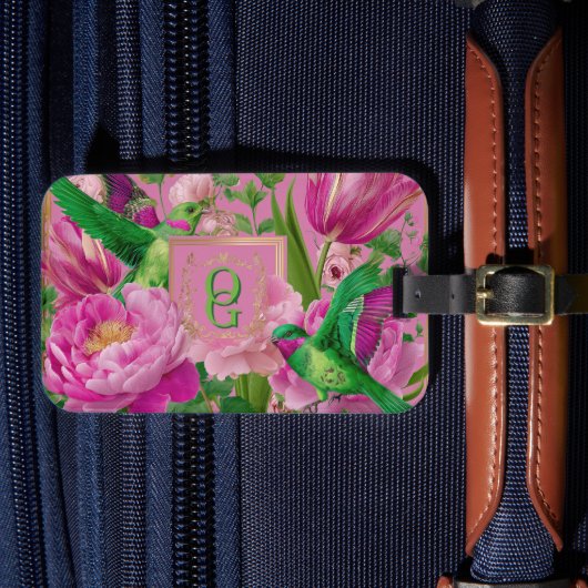 Florale Maximalistische Vogels van Paradijs Bagagelabel (Voorkant Insitu 4)