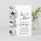 Florale met de Hand Getekende Whimsicale Bruidsdou Kaart (Staand voorkant)