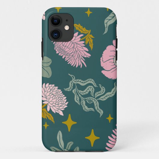  florale met turquoise background Girly chic Case-Mate iPhone Case (Achterkant)
