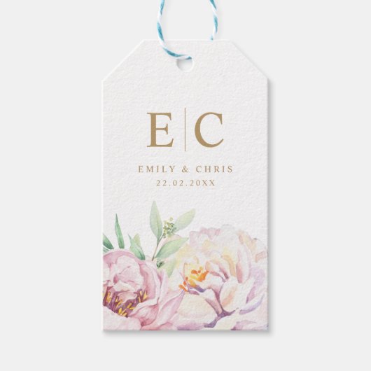 Florale Minimalistische Monogram Trouwcadeaubijslu Cadeaulabel (Voorkant)