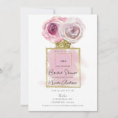 Florale mode parfum roze rozen bruidsdouche kaart (Voorkant)