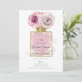 Florale mode parfum roze rozen bruidsdouche kaart (Staand voorkant)