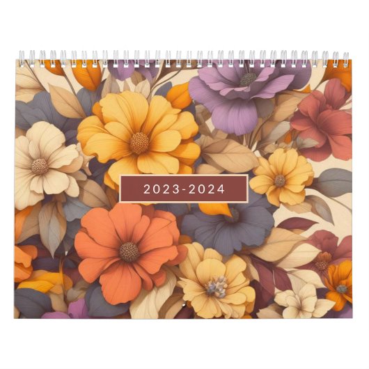 Florale moderne retro herfst elegant kalender (Hoes)