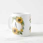 Florale mok met gepersonaliseerd monogram en naam (Voorkant links)