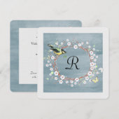 florale mond met monogram en vogel kaart (Voorkant / Achterkant)