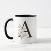 Florale Monogram A Mok – Elegante Letter A met Zac (Links)