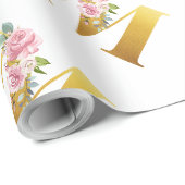 Florale Monogram Botanische Modern Cadeaupapier (Rol Hoek)