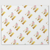 Florale Monogram Botanische Modern Cadeaupapier (Vlak)