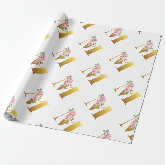 Florale Monogram Botanische Modern Cadeaupapier (Uitgerold)