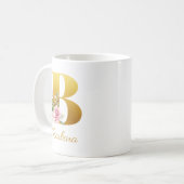Florale Monogram Botanische Naam Initiaal B Op Maa Koffiemok (Voorkant links)