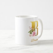 Florale Monogram Botanische Naam Initiële Bruidsme Koffiemok (Voorkant rechts)