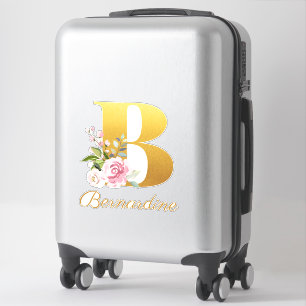 Florale monogram eerste letter B aangepaste naam Sticker
