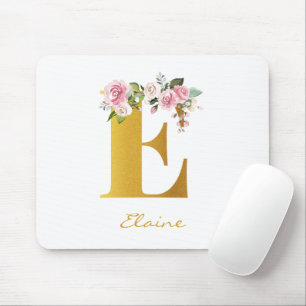 Florale monogram faux gouden naam initiaal persona muismat