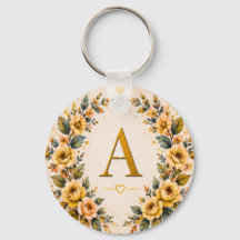 Florale Monogram Geschenksleutelhanger
