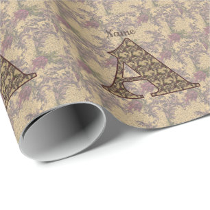 Florale Monogram Initiaal A Elegant Persoonlijk Cadeaupapier