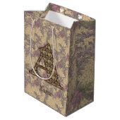 Florale Monogram Initiaal A Elegant Persoonlijk Medium Cadeauzakje (Achterkant Gekanteld)