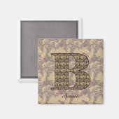 Florale Monogram Initiaal B Elegant Persoonlijk Magneet (Voorkant / Achterkant)