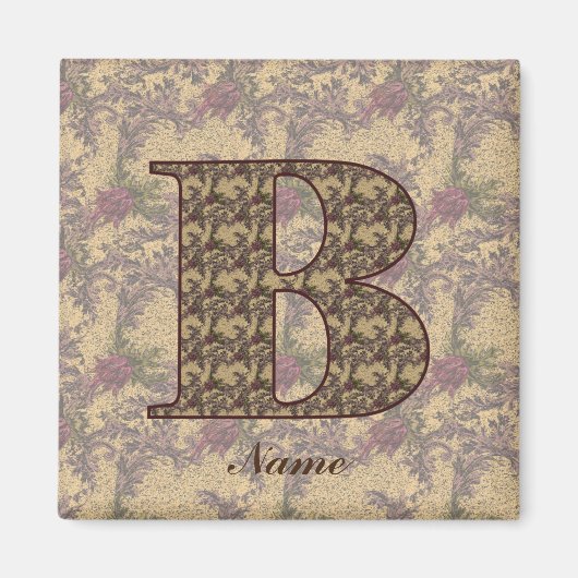 Florale Monogram Initiaal B Elegant Persoonlijk Magneet (Voorkant)