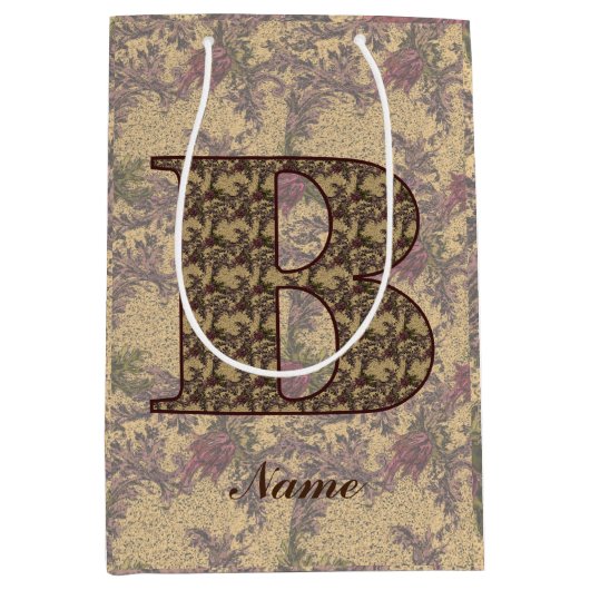 Florale Monogram Initiaal B Elegant Persoonlijk    Medium Cadeauzakje (Voorkant)