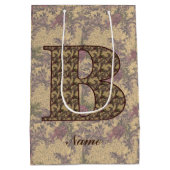 Florale Monogram Initiaal B Elegant Persoonlijk    Medium Cadeauzakje (Achterkant)