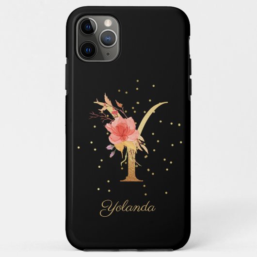 Florale Monogram Men Name Initiaal Y Letter Case-Mate iPhone Case (Achterkant)