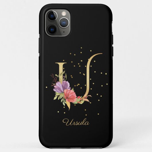 Florale Monogram Men personaliseer Naam Initiaal U Case-Mate iPhone Case (Achterkant)